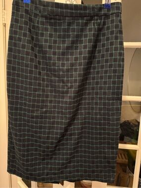 Collectif Black Pencil Skirt with Green Windowpane Check
